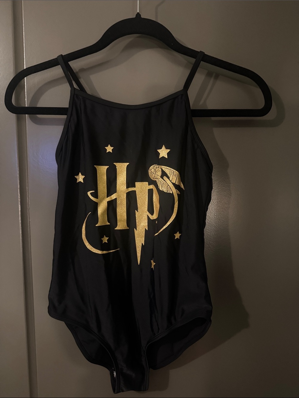 Kids Black & Gold One-Piece Swimsuit, Harry Potter